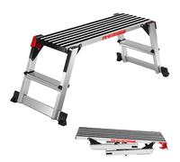 HOMFME Aluminum Hop Up Work Platform, Folding Step Up Work Bench Ladder with Secure Locking, Non-Slip Strips, Foot Pads, 150KG Heavy Duty Step Stool for Washing Vehicles Decorating (128 x 53 x 49cm)