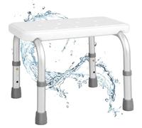 HOMFME Bathroom Shower Stool, 3 Position Height Adjustable Bath Seat with Non-slip Foot Pads and Drainage Holes, Aluminum Bathtub Bench Chair for Elderly Disabled Pregnant