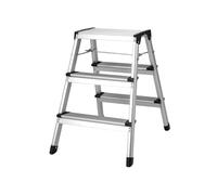 HOMFME Dual-Sided 3 Step Ladder, Lightweight Aluminum Folding Stepladder with Wide Anti-Slip Pedals, Portable Household Step Stool for Kitchen Garage Office, 150 kg Capacity