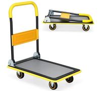 HOMFME Folding Platform Trolley, 150KG Capacity Moving Hand Sack Truck with Wheels and Handle, Heavy Duty Flatbed Luggage Cart for Garage Warehouse and Shop