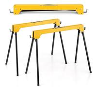 HOMFME Folding Saw Horse Twin Pack, Heavy Duty Metal Work Trestle Stands with Handle and Non-Slip Footpads, Portable Lightweight Workbench Sawhorse Pair, 454 kg Load Capacity (Yellow)