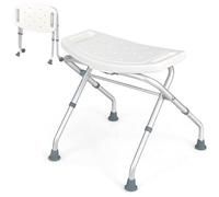 HOMFME Folding Shower Chair, 3 Levels Height Adjustable Shower Stool with Handles, Non Slip Foot Pads, Bathroom Bath Chair Bath Tub Shower Seat for Elderly Handicap Disabled Pregnant (White)