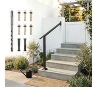HOMFME Handrail for Stairs Fit 2-5 Steps, Heavy-Duty Adjustable Angle Stair Railing Kit with Drill Bit & 6 Expansion Screws, Indoor Outdoor Metal Grab Rails for Garden Entryway Backyard (4-5 Steps)