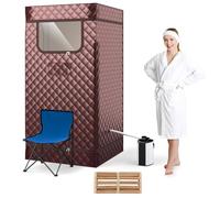 HOMFME Portable Sauna Tent, Full Body Steam Sauna with 3L Steamer Generator, Remote Control, Folding Chair, Personal Home Sauna Box Pod for Therapy Slimming Detox (Coffee)