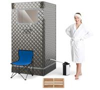 HOMFME Portable Sauna Tent, Full Body Steam Sauna with 3L Steamer Generator, Remote Control, Folding Chair, Personal Home Sauna Box Pod for Therapy Slimming Detox (Grey)