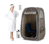 HOMFME Portable Steam Sauna, Full Size Home Personal Sauna Tent with 3L 1000W Steamer, Remote Control, Folding Chair, Foot Massager Board, Foldable Full Body Steam Spa (Gray)