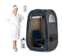 HOMFME Portable Steam Sauna, Full Size Home Personal Sauna Tent with 3L 1000W Steamer, Remote Control, Folding Chair, Foot Massager Board, Foldable Full Body Steam Spa (Black)