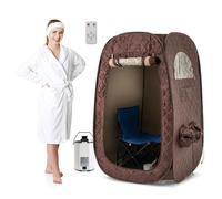HOMFME Portable Steam Sauna, Full Size Home Personal Sauna Tent with 3L 1000W Steamer, Remote Control, Folding Chair, Foot Massager Board, Foldable Full Body Steam Spa (Coffee)