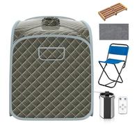 HOMFME Portable Steam Sauna Tent, Folding Personal Full Body Spa Steam Pot with 9-Gear Adjustable Temperature & Timer, Remote Control, Chair, Home Saunas Spa for Relaxing Body Therapy Slimming (Grey)