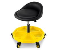 HOMFME Rolling Mechanic Stool, Height Adjustable Padded Creeper Seat Pneumatic Roller with Tool Tray and 5 Wheels, 160KG Capacity Heavy Duty Swivel Workshop Stool for Garage Factory Repair Shop