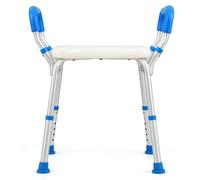HOMFME Shower Bath Stool, 6 Position Height Adjustable Bath Seat with Detachable Handrails, Drainage Holes, Non Slip Aluminum Bathroom Shower Chair for Elderly Disabled (Blue, 59 x 41 x 54 cm)