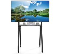HOMFME TV Floor Stand on Wheels for 43-100 Inch Flat/Curved Screens, Mobile TV Stand with Lockable Wheels, AV Shelf, Tall Rolling TV Cart up to 50KG, Max VESA 600x400 mm