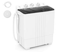 HOMFME Twin Tub Washing Machine with 8KG Capacity (Black) | Portable Washer and Spin Dryer Combo with Timing Function & Drain Hose, Compact Laundry Wash Machine Mini Washers for Home Do