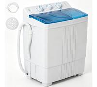 HOMFME Twin Tub Washing Machine with 8KG Capacity (Blue) | Portable Washer and Spin Dryer Combo with Timing Function & Drain Hose, Compact Laundry Wash Machine Mini Washers for Home Do