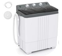 HOMFME Twin Tub Washing Machine with 8KG Capacity (Gray) | Portable Washer and Spin Dryer Combo with Timing Function & Drain Hose, Compact Laundry Wash Machine Mini Washers for Home Do