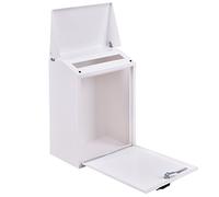 HOMFME Wall Mounted Letter Box, Waterproof Post Box with Cover & 2 Keys, Lockable Mailbox Outdoor Parcel Delivery Box Newspaper Holder for Porch Yard, 32 x 21 x 48cm (White)