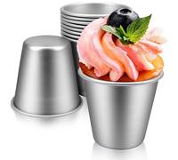Homgaty 10 Pcs Pudding Dariole Moulds, Nonstick Muffin Tin Pudding Basins Mould Aluminium Chocolate Fondant Moulds for Desserts Baking, 220ML