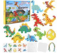 Homgaty 10MM Fuse Beads Kit,1000 PCS XL Iron Beads for Creative Children Ages 3+ Patterns and Ironing Paper, DIY Art Craft Toys Max Water Bead (Dinosaurs)