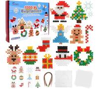 Homgaty 10MM Fuse Beads Kit, 1000 PCS XL Iron Beads for Creative Crafting, 12 Christmas Patterns with Ironing Paper, DIY Art Bead Set for Teens and Adults