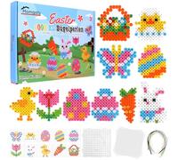 Homgaty 10MM Fuse Beads Kit, 1000 PCS XL Iron Beads with Easter Patterns & Ironing Paper, DIY Art Craft Set for Creative Decor for Teens and Adults.