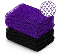 Homgaty 2-Pack African Net Sponge - Authentic Exfoliating African Wash Net with Knots (Black & Purple, 28cm x 90cm/11"x35") Stretchy Back Scrubber & Loofah for Deep Cleansing (Black and Purple)