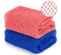 Homgaty 2-Pack African Net Sponge - Authentic Exfoliating African Wash Net with Knots (Blue & Rose Pink, 28cm x 90cm/11"x35") Stretchy Back Scrubber & Loofah for Deep Cleansing (Blue and Rose Pink)