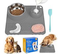 Homgaty 3-in-1 Dog Lick Bowl with Rolling Ball & Slow Feeder Mat & Basic Dog Food Bowl 50oz Stainless Steel, Anti-Slip Pet Licking Toy for Liquid Treats, Bone Broth Yogurt Anxiety Relief for Dog Cat