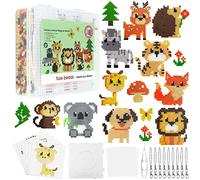 Homgaty 5000 Fuse Beads Animals Set, 5mm Beads with Pegboard, 15 Patterns, Ironing Paper, Pendants, and Crafting Accessories for Children's Gift