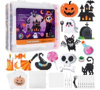 Homgaty Fuse Beads Kit - 5000 PCS 5MM DIY Fuse Bead Set with 14 Colors, Castle Designs, Pegboards, Pattern Cards, Tweezers, Ironing Paper and Key Rings