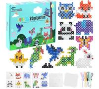 Homgaty Fuse Beads Kit, Clear Animal Shape Plastic Beads Pegboards Template Boards with 18 Pcs Colorful Cards for Craft Beads (Animal 10MM)