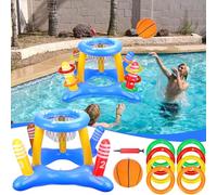 Homgaty Inflatable Pool Water Recreation Set, 2 - in - 1 Inflatable Basketball Hoop & Ring Toss for Indoor & Outdoor Water Enjoyment, Ideal for Spring and Summer