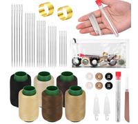 Homgaty Stainless Steel Sewing Needles Set - Large Eye Needle Kit with Thread, Thimbles & Accessories, Complete Hand Sewing Supplies, Emergency Repair & Travel Sewing Pack (Earth Tone Style)