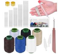 Homgaty Stainless Steel Sewing Needles Set - Large Eye Needle Kit with Thread, Thimbles & Accessories, Complete Hand Sewing Supplies for Adults, Emergency Repair & Travel Sewing Pack