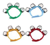 Homgaty Wrist Bells, 4 Pcs Multicolor Adjustable Musical Rhythm Bracelet with Jingle Bells, Handheld Shaker Instrument for Dance & Party for Adults Men Women