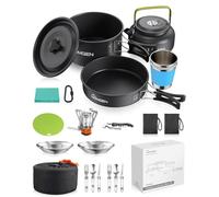 HOMGEN 21PC Aluminium Camping Cooking Set for 2-3 People with Camping Stove
