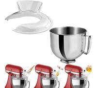 HOMGEN 4.8L Stainless Steel Mixer Bowl for KitchenAid with Pouring Shield | For KitchenAid Artisan 4.5-5 QT Tilt-Head, With Cleaning Brush, 304 Mixer Bowl with Handle, Dishwasher Safe, NOT with Machine