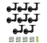 HOMGEN 8Pack Pipe Shelf Brackets Industrial Pipe Floating Shelf Brackets Withstand 20KG Heavy Duty Brackets with Screw Accessories Iron Wall Brackets for Bookshelf Scaffolding Board (15 X 8 cm)