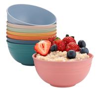 HOMGEN 8PCS Unbreakable Plastic Bowls with Pouch 655ML Reusable Outdoor Ca