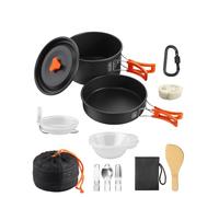 HOMGEN Aluminium Camping Cooking Set with Folding Cutlery for 2-3 People