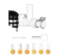 HOMGEN Pasta Maker Attachment for Kitchenaid Mixer with 6 Different Shapes Nozzles & Plug Rod & Cleaning Brush Compatible with Kitchen Aid Stand Mixer for Making Spaghetti, Macaroni, etc