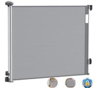 HOMGEN Retractable Stair Baby Gates 180cm/71Inch Long Mesh Baby Gate Auto-Retraction with Dual Lock Extendable Stair Gate 86cm/34Inch Tall Retractable Dog Gate Tear-resistant Retractable Pet Gate