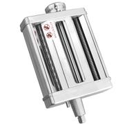 HOMGEN Stainless Steel 3 in 1 Pasta Maker Attachment for All Kitchenaid | 8 Thickness Settings, NOT Dishwasher Safe, with Cleaning Brush, Roller+Spaghetti+Fettuccine Cutter,for Pasta,Wide Noodles ect