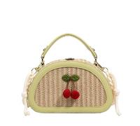 HOMGEY Small Straw Bag Handbag Shoulder Bag Summer Woven Cute Purses Vacation Beach Purse Crossbody Bag Cherry Gifts For Women (green)