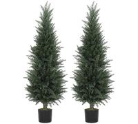 Homgoday 2-Pack Artificial Cypress Tree, 120 cm Tall with 638 UV-Resistant Leaves in Decorative Pot, Indoor & Outdoor Fake Plant for Home, Office
