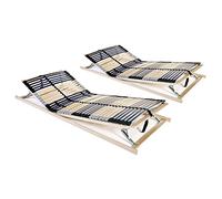 Homgoday 2 Piece Slatted Bed Base with 42 Slats 7 Zones 90 x 200 cm Bed with Slats Suitable for a Mattress of 90 x 200 cm, Platform Bed Frame for Bedroom, Adults A