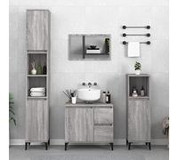 Homgoday 3 Piece Bathroom Cabinet Set Grey Sonoma Engineered Wood, Bathroom Storage Cabinet, Bathroom Furniture, Washroom Cupboard Vanity Storage for Bathroom 813