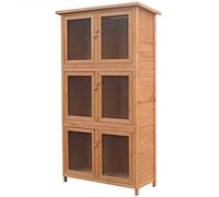 Homgoday 6 Room Wooden Rabbit Hutch for Small Animals, Animal Cage for Chickens Outdoor for Poultry Chickens Rabbits