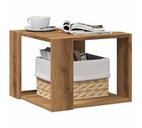 Homgoday Artisanal Oak Coffee Table 40 x 40 x 30 cm Engineered Wood, Living Room Side Table with Shelf, Sofa End Table, Central Table for Coffee Office