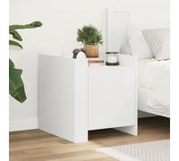 Homgoday Bedside Cabinet, Nightstand with Storage, Engineered Wood Console Table, 45x50x50 cm White Side Table for Bedroom, Living Room, Hallway, CT-3