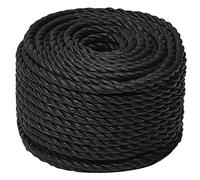 Homgoday Black Work Rope 14 mm 100 m Polypropylene Twisted Rope for General Use Around Home, Garden and Workshop